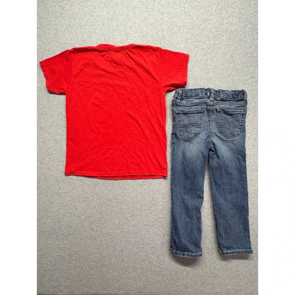 Dr Seuss Thing 1 Shirt Childrens Place Jeans Set Red Blue Boys Size 4T XS - Picture 14 of 16